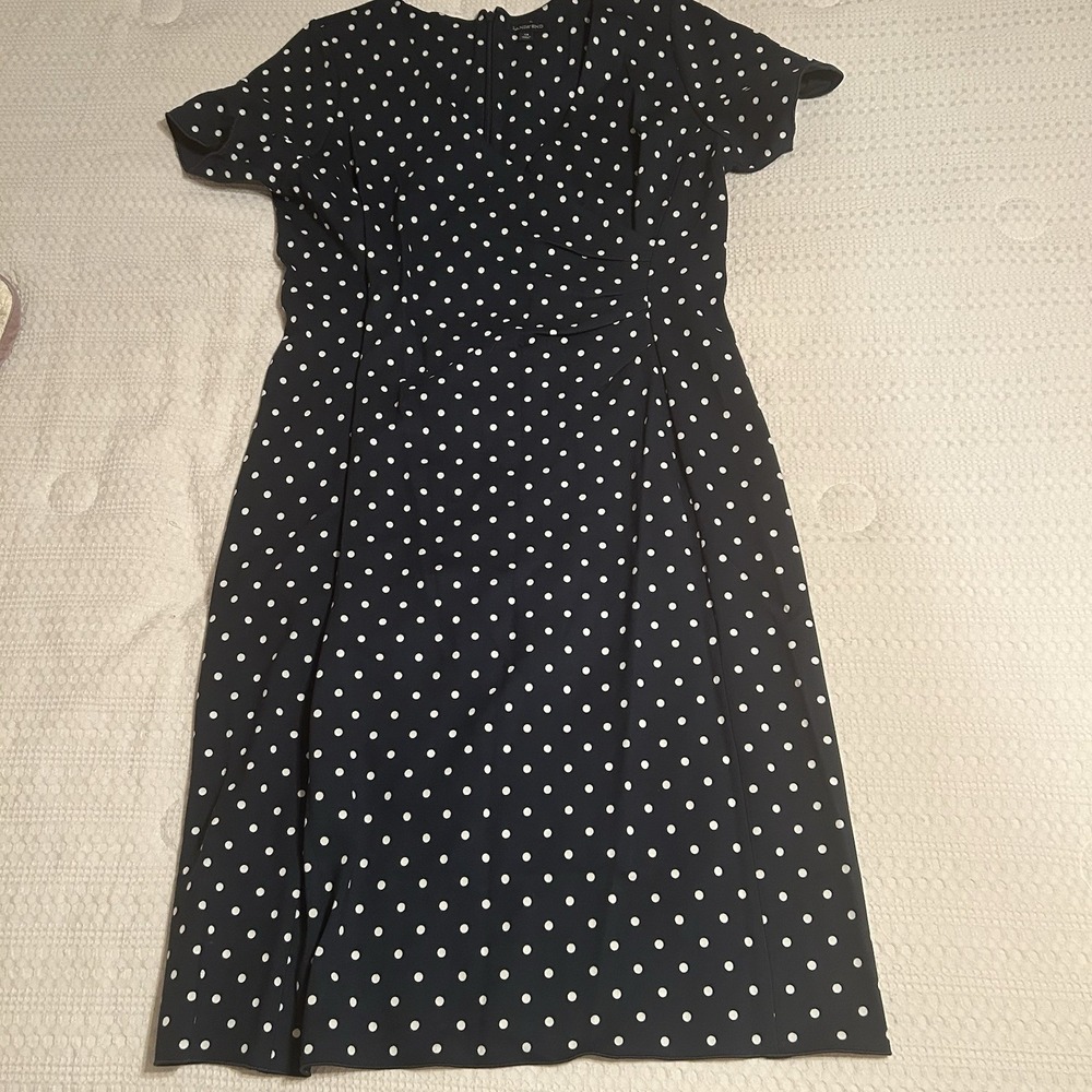 Land’s End Dress Womens 14W Polka‎ Dot Sheath Knit Stretch Office to Evening